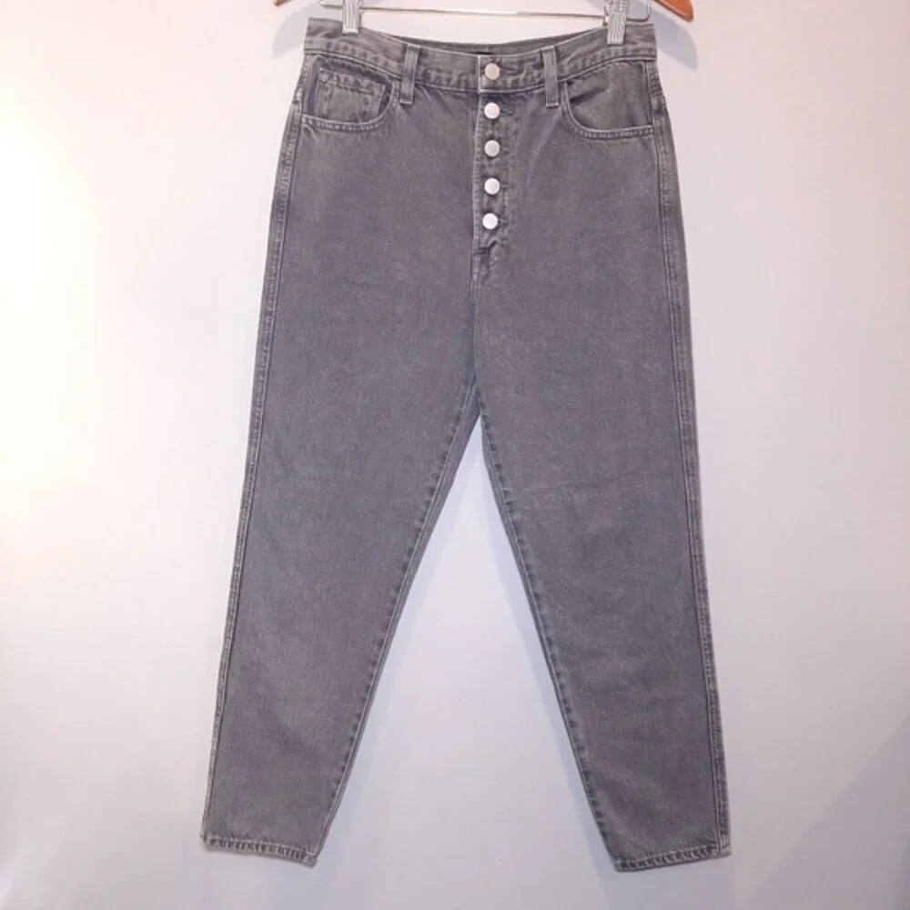 J Brand Heather Button Fly Jeans High Rise Mom Straight Cropped Haven Size 27 - Picture 5 of 15